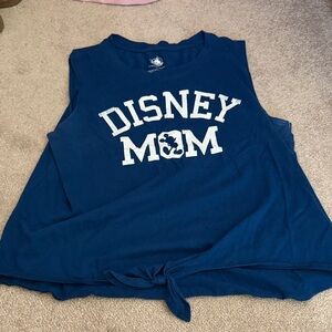 Disney Navy Tank Top with White 'DISNEY MOM' Graphic